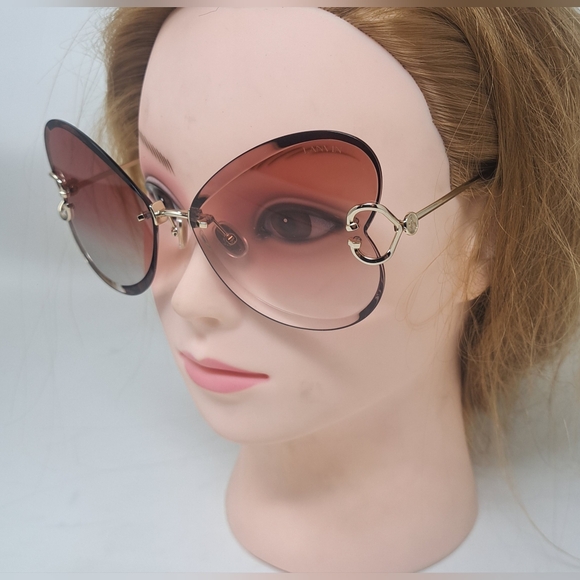 Lanvin Sunglasses Heart Rose Metal Butterfly Rimless Oversized LN124S 67-16-140 - Picture 10 of 14